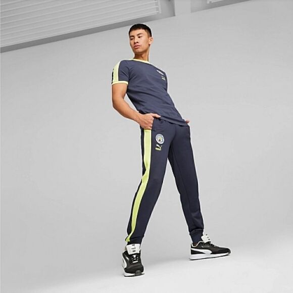 PUMA Manchester City Soccer Fleece Joggers T7 Pants Men's L Navy Yellow Halland - Picture 12 of 13